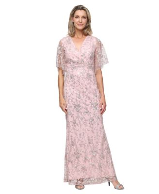Women's Beaded Surplice Neck Long Dress