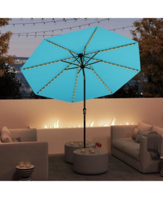 10 FT Solar Patio Umbrella w/96 Multi-colored LED Lights & 9 Modes Vented Top
