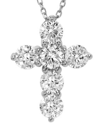 Diamond Cross Pendant Necklace (1 ct. t.w.) in 14k White Gold