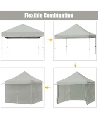 10x10 ft Pop-Up Gazebo with 4 Adjustable Heights & Folding Awning