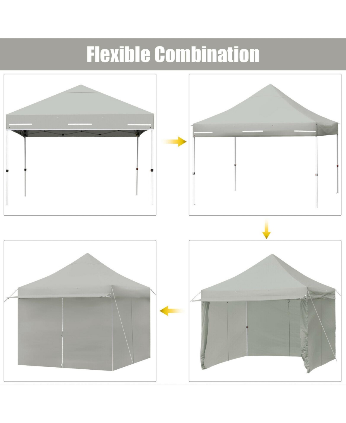 Mecale 10x10 ft Pop-Up Gazebo with 4 Adjustable Heights & Folding Awning