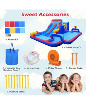 Inflatable Bounce House with 2 Water Slides & 3 Water Cannons, 680W Blower Included