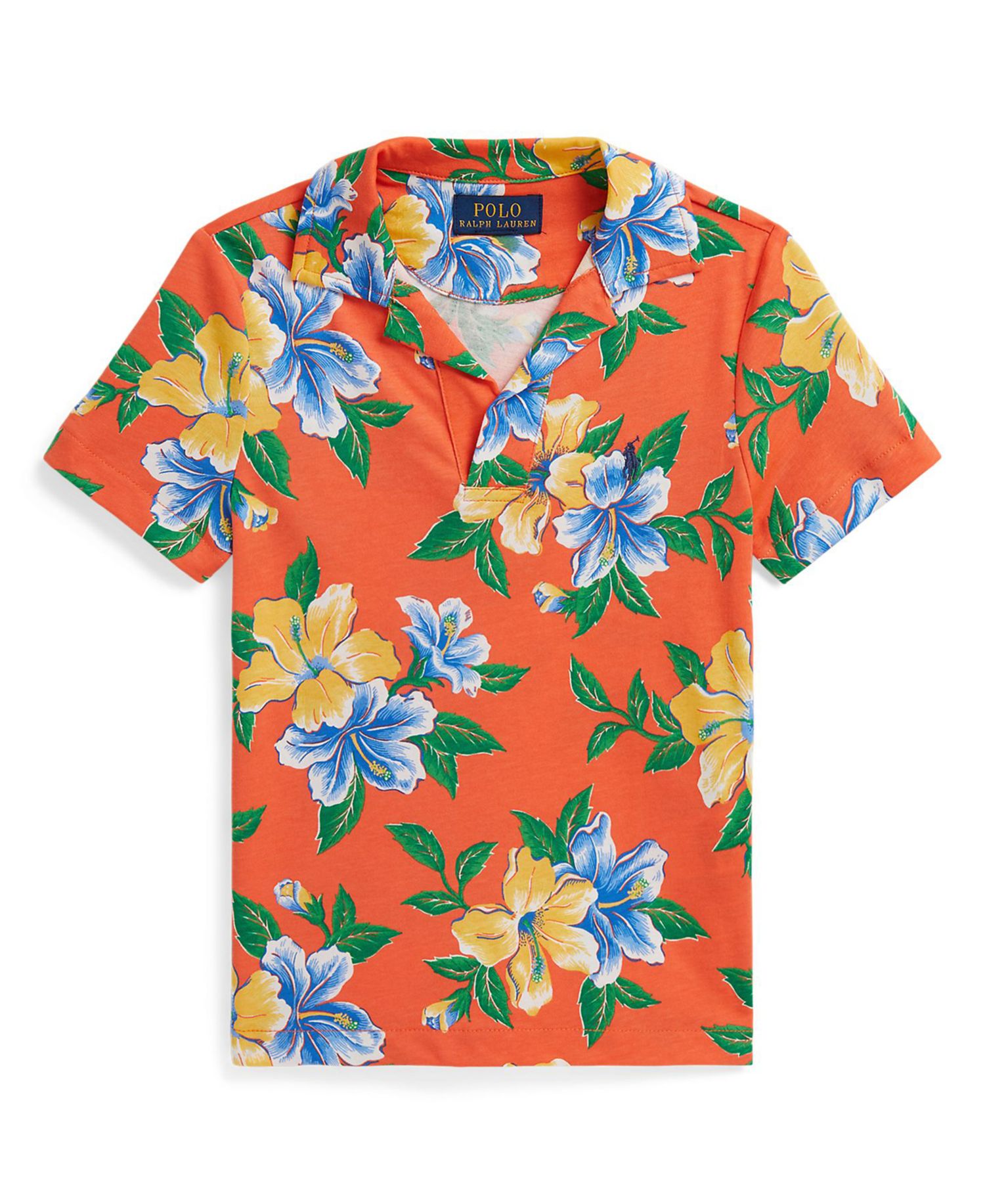 Boys' 2-7 Floral-Print Short-Sleeve Jersey Polo Shirt