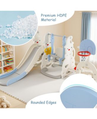 7-in-1 Toddler Slide and Swing Set with Adjustable Swing & Basketball Hoop