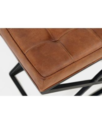 Global Archive Distressed Genuine Leather Ottoman Stool