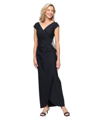 Petite Pleated Side-Embellished Gown