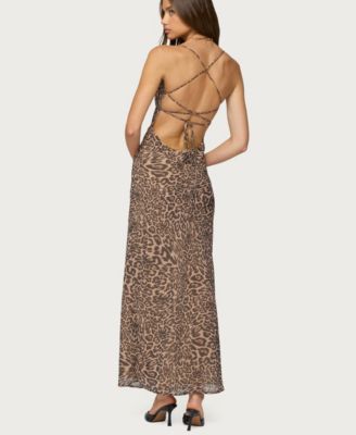 Women's Ayanah Leopard Printed Backless Maxi Dress