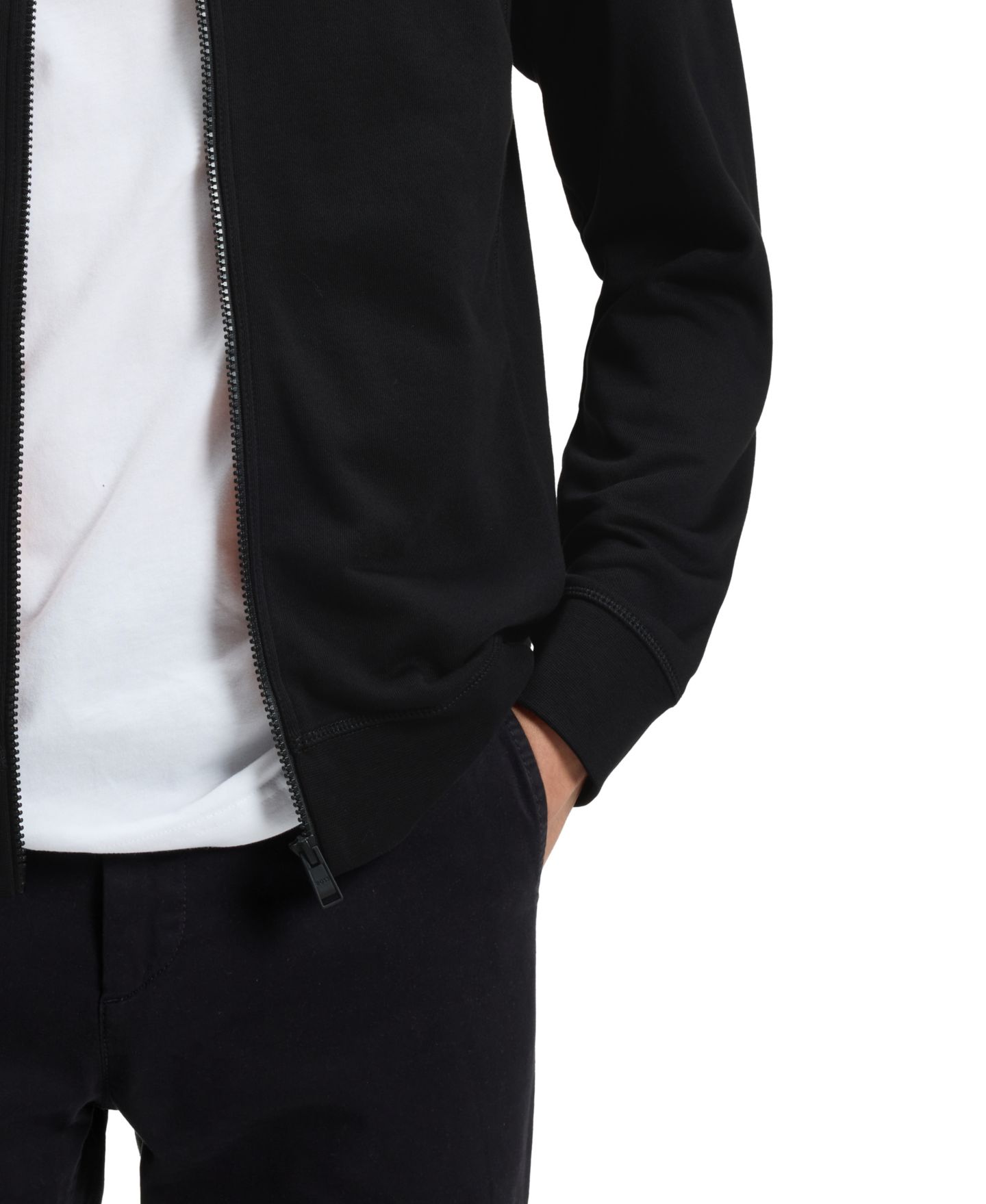 Мужская куртка Hugo Boss Cotton-Jersey Logo Badge, цвет: Чёрный — фото 6