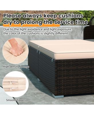 Patio Rattan Daybed Lounge Retractable Top Canopy Side Tables Cushions for Outdoor