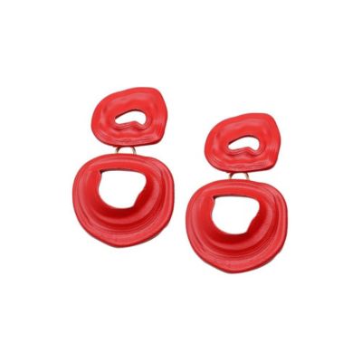 Women's Red Circular Hollow Drop Earrings
