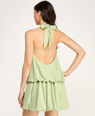 Juniors' Halter Bubble Skirt Dress