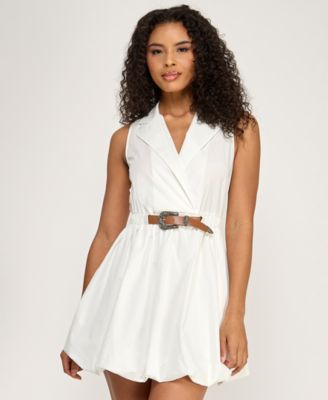 Juniors' Collared Mini Bubble Dress