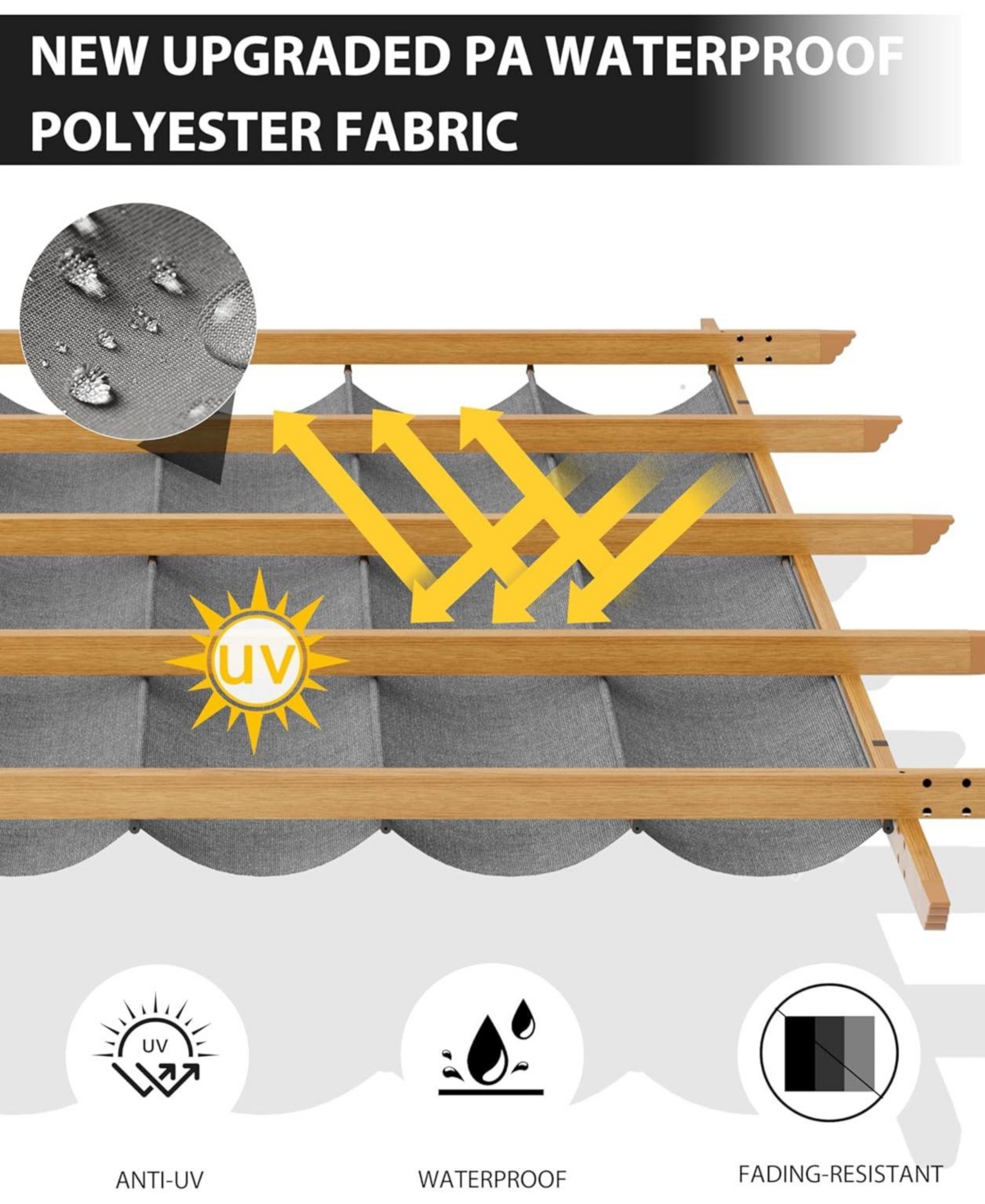 gaomon 10x13 ft Outdoor Aluminum Pergola with Retractable Canopy, Faux Wood Grain Patio Gazebo, Backyard Deck