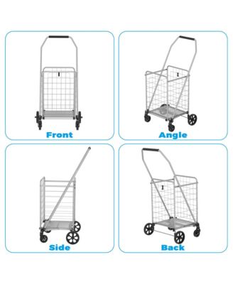 Foldable Heavy Duty Shopping Cart - Grocery Cart on Wheels with Waterproof Oxford Bag for Laundry, Garden, Camping