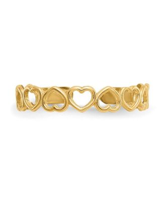 Solid 10k Gold Alternating Open Hearts Adjustable Toe Ring