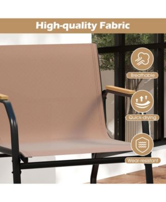 4 PCS Patio Furniture Set with 2 Rocking Bistro Chairs 2-Tier Coffee Table