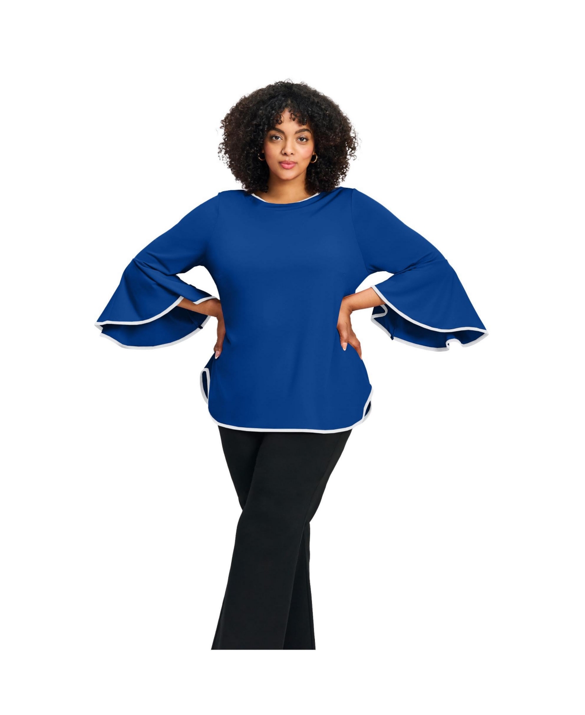 Avenue Women's Ivana Contrast Bell Sleeve Top