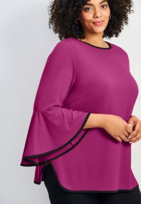 Women's Plus Size Ivana Contrast Bell Sleeve Top