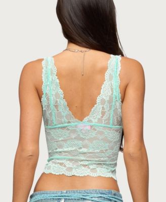 Women's Vanya Sheer Lace V Neck Top