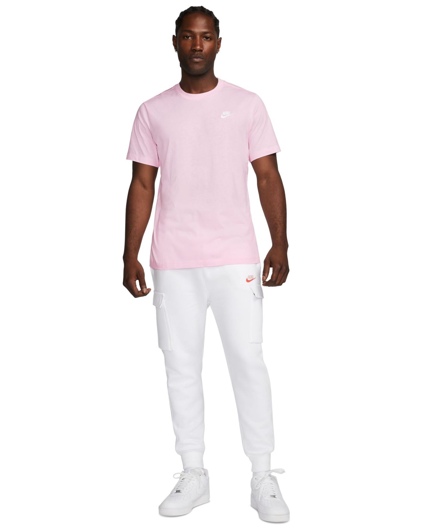 Мужская футболка Nike Sportswear Club Short-Sleeve T-Shirt, цвет: Розовый пенный / Белый — фото 2