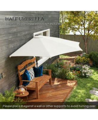 Small Vented Half Patio Umbrella,Half Outdoor Patio Umbrella,with Crank 8 Ribs for Outdoor