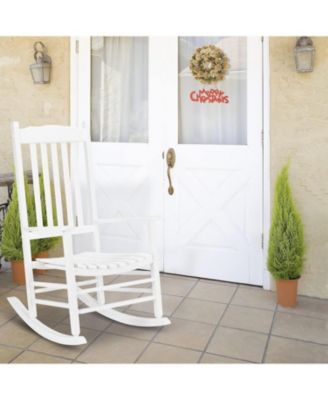 Outdoor Rocking Chair, High Back Porch Rocker, All-Weather Patio Chair for Garden, Deck, Backyard & Balcony, Ladder Back
