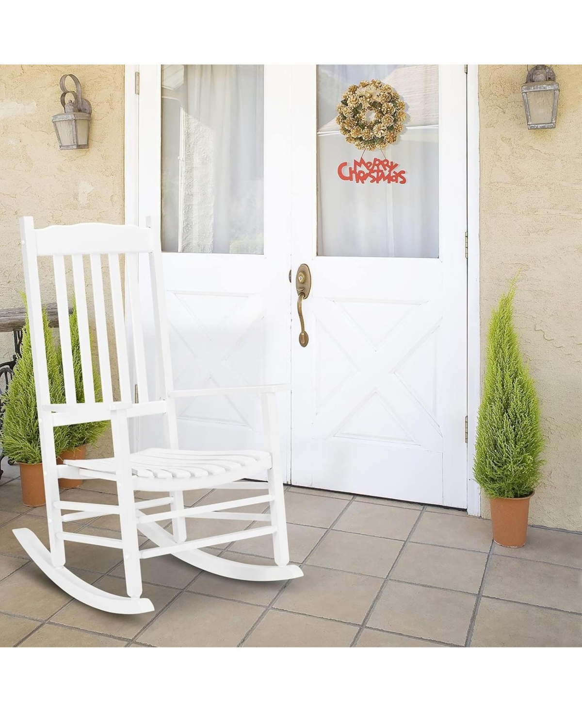 gaomon Outdoor Rocking Chair, High Back Porch Rocker, All-Weather Patio Chair for Garden, Deck, Backyard & Balcony, Ladder Back