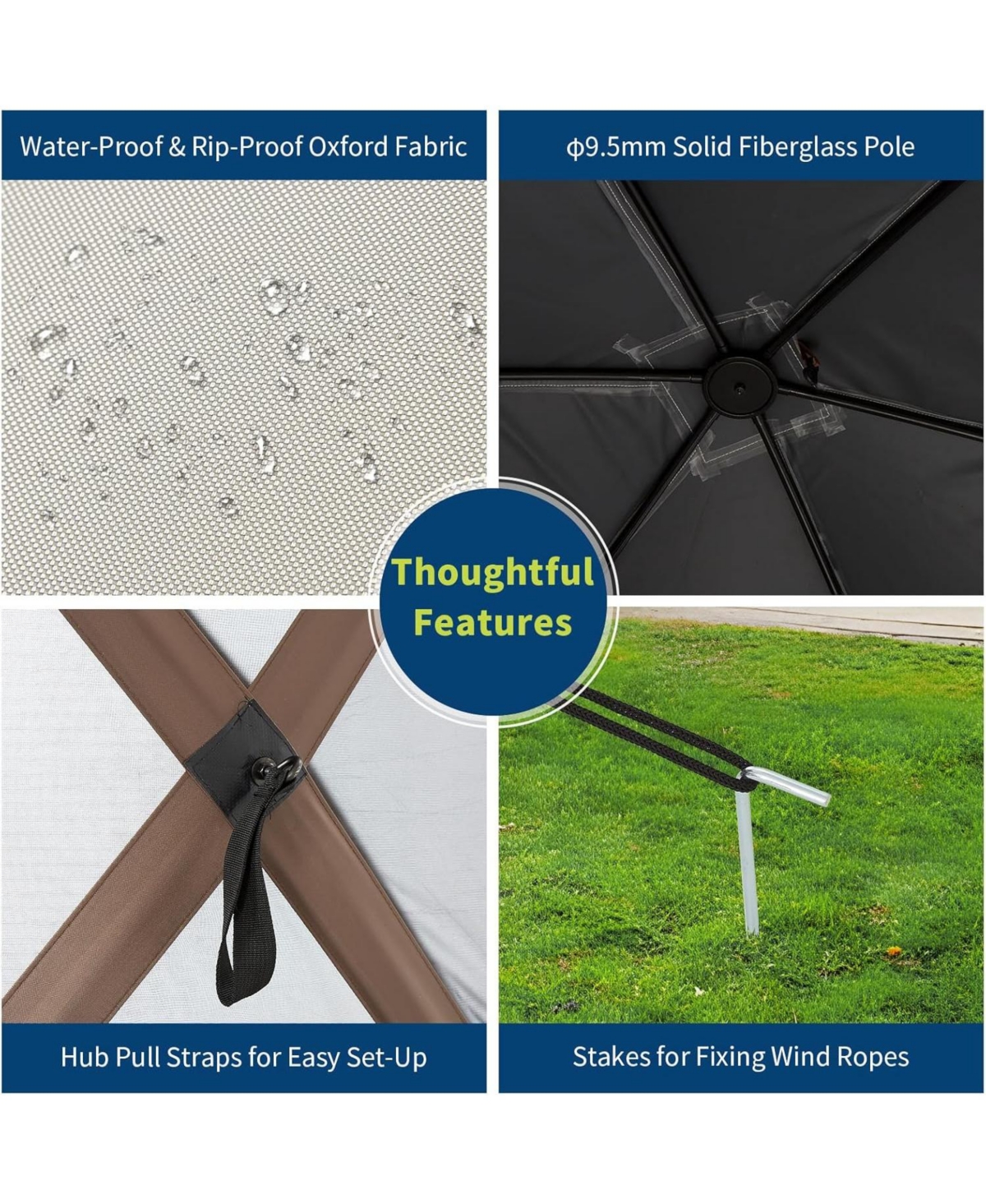 Gaomon 11.5x11.5 ft 6-Sided Pop-Up Gazebo Tent, Waterproof Uv Screen, Portable Sun Shelter with Carry Bag & Stakes, Outdoor Party