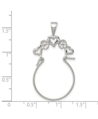 925 Sterling Silver Solid Polished 5 Love Heart Charm holder Ring Holder Pendant Necklace