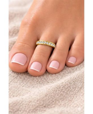 Solid 10K Adjustable Channel-Set Cubic Zirconia toe ring toe ring