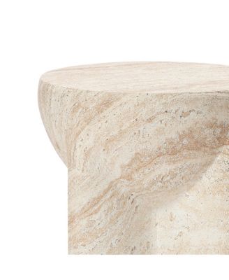 18.3" Marbled Round End Table for Outside, Garden Accent Table, Outdoor Side Tables for Patio