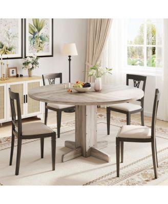 Round Dining Table for 4-6 People, Dining Room Table with Pedestal Base(Table Only