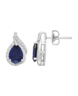 Created Sapphire (2-5/8 ct. t.w.) & Created White Sapphire (1/3 ct. t.w.) Stud Earrings in Sterling Silver