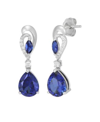 Created Sapphire (4-1/5 ct. t.w.) & Created White Sapphire (1/5 ct. t.w.) Drop Earrings in Sterling Silver