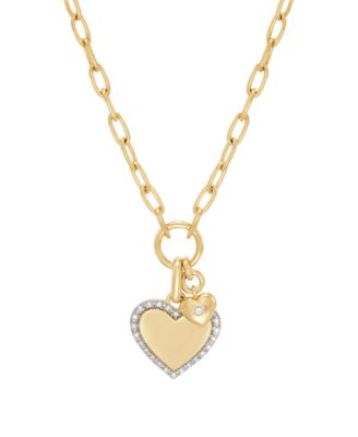 Created White Sapphire (1/10 ct. t.w.) Heart Pendant Necklace in 14k Yellow Gold-Plated Sterling Silver