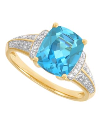 Swiss Blue Topaz (3-5/8 ct. t.w.) & Diamond (1/5 ct. t.w.) Ring in 14k Yellow Gold-Plated Sterling Silver (Also Available in Amethyst)