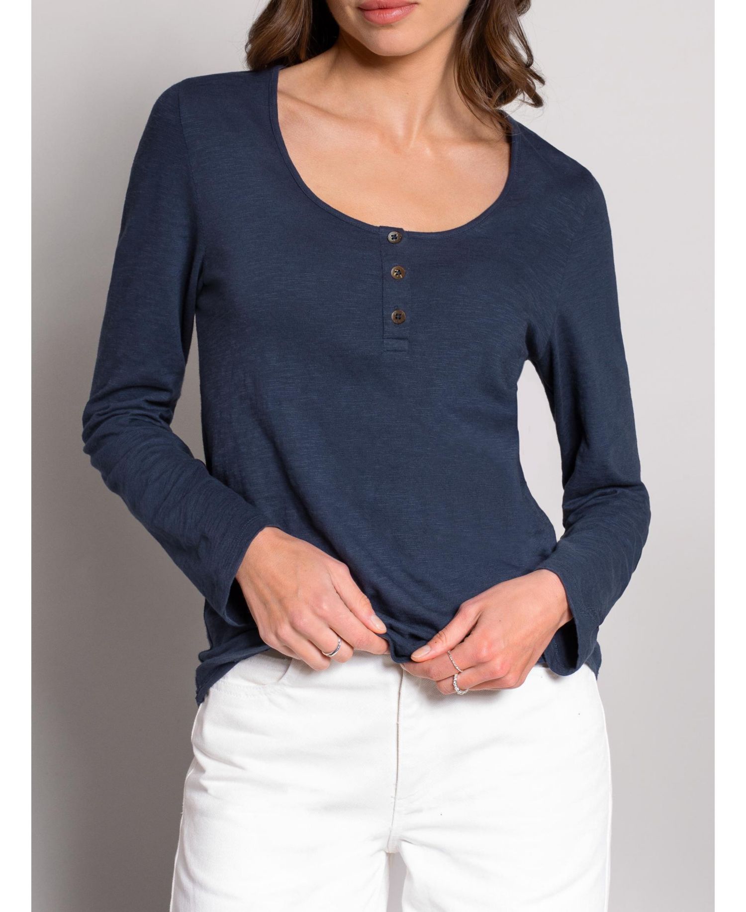Women's Slub Jersey Scoop Neck Henley Top