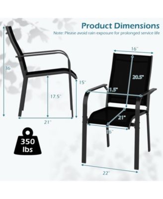 Patio Dining Chairs Set of 2 w/Metal Frame Breathable Mesh Fabric Backrest
