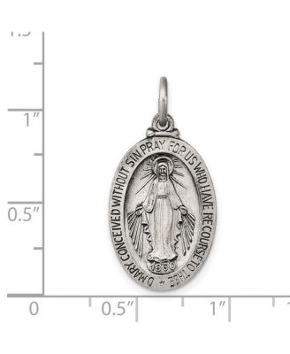 925 Sterling Silver Solid Reversible Oxidized 18 Inch Antiqued Miraculous Medal Necklace 28x15mm Pendant Necklace