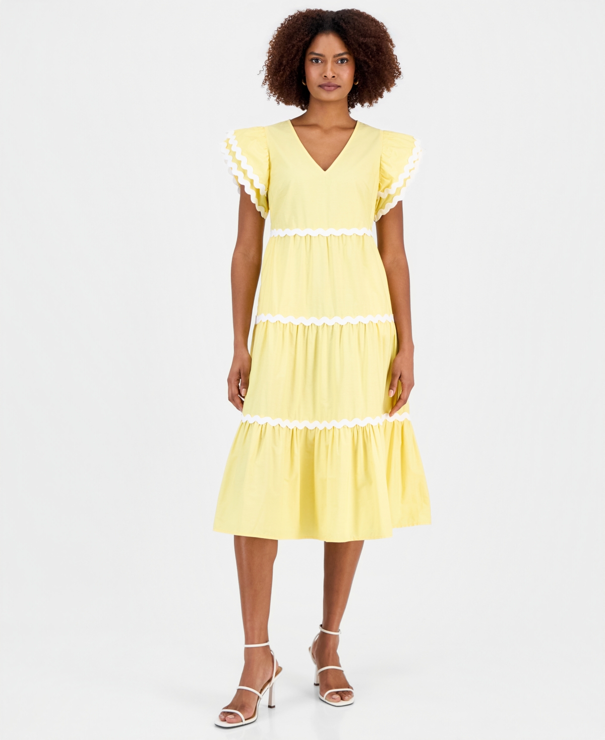 Robbie Bee Women's Tiered Ric-Rac-Trim Maxi Dress
