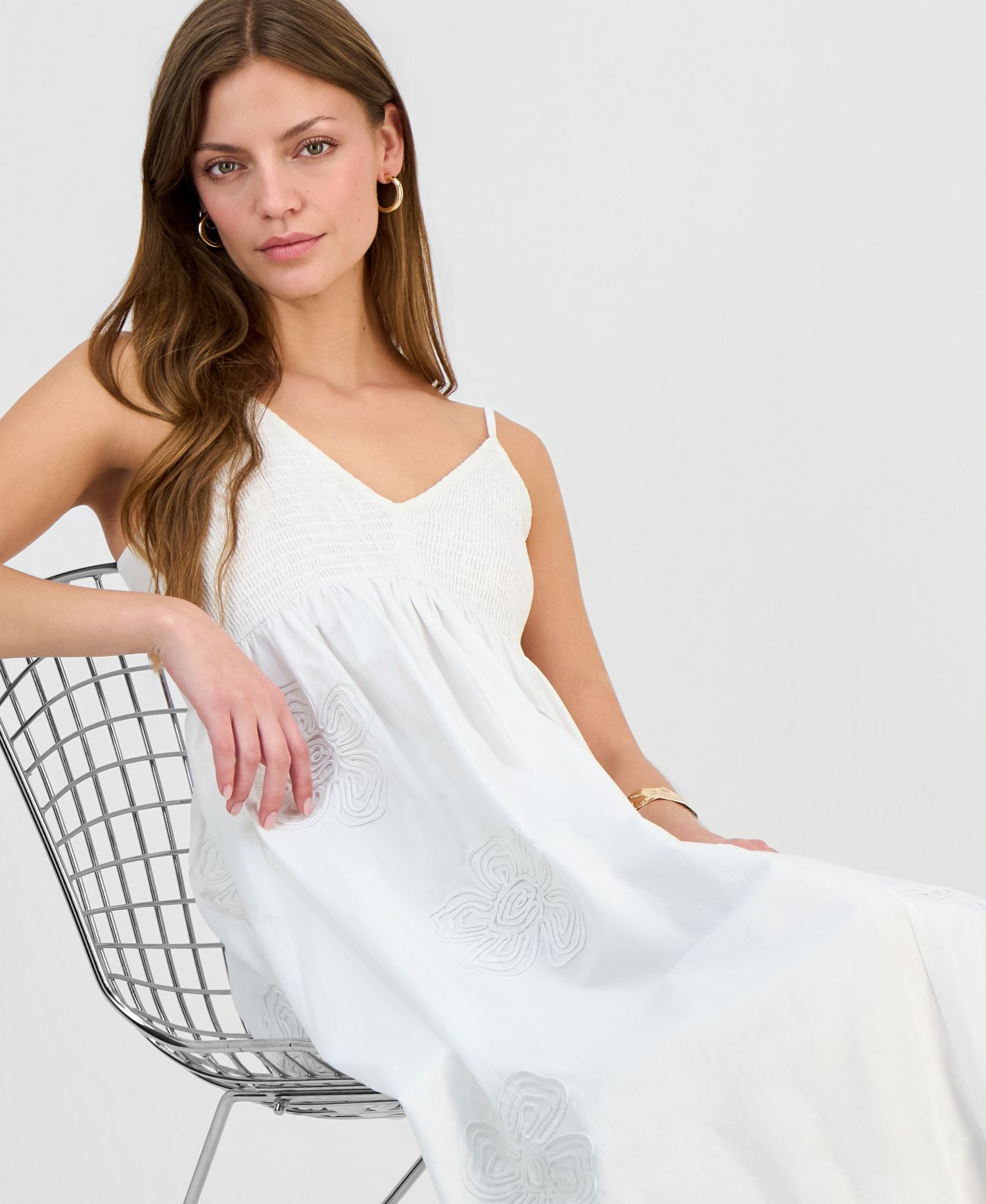 Petite Smocked-Bodice Bubble Dress