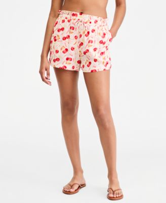 Women's Cherry Printed Swim Cover-Up Shorts