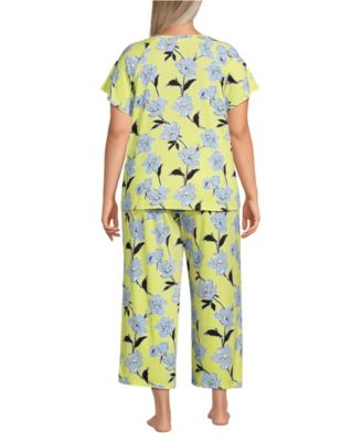 Plus Size Cooling Pajama Set - Short Sleeve Top and Crop Pants
