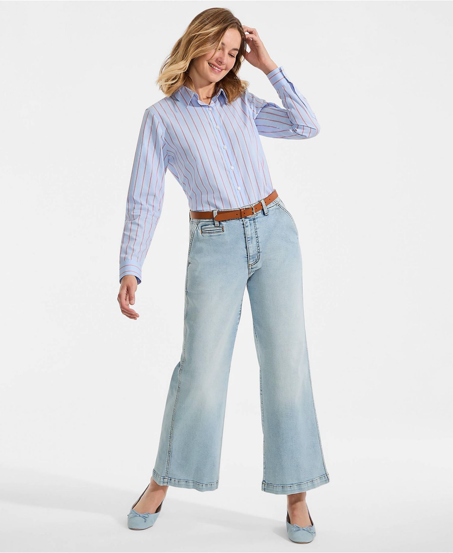 Petite Recover Denim Mid Rise Wide Leg Ankle Jeans