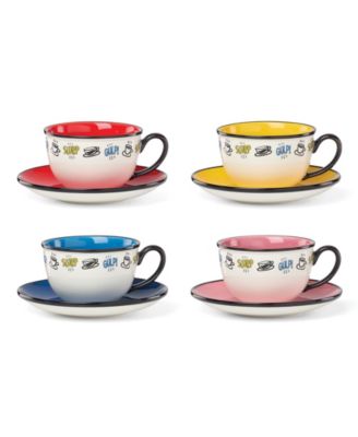 Chef Snoopy Tea Cup and Saucer, Set of 4