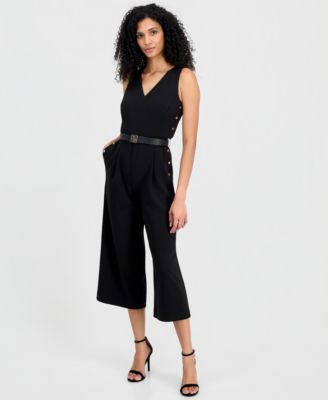 Women's Side Button V-Neck Jumpsuit