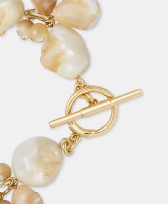 Gold-Tone Mother of Pearl Shell Flex Bracelet