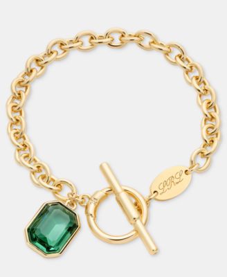 Gold-Tone Aqua Stone Flex Bracelet 
