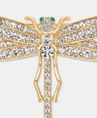 Gold-Tone Boxed Crystal Dragonfly Pin