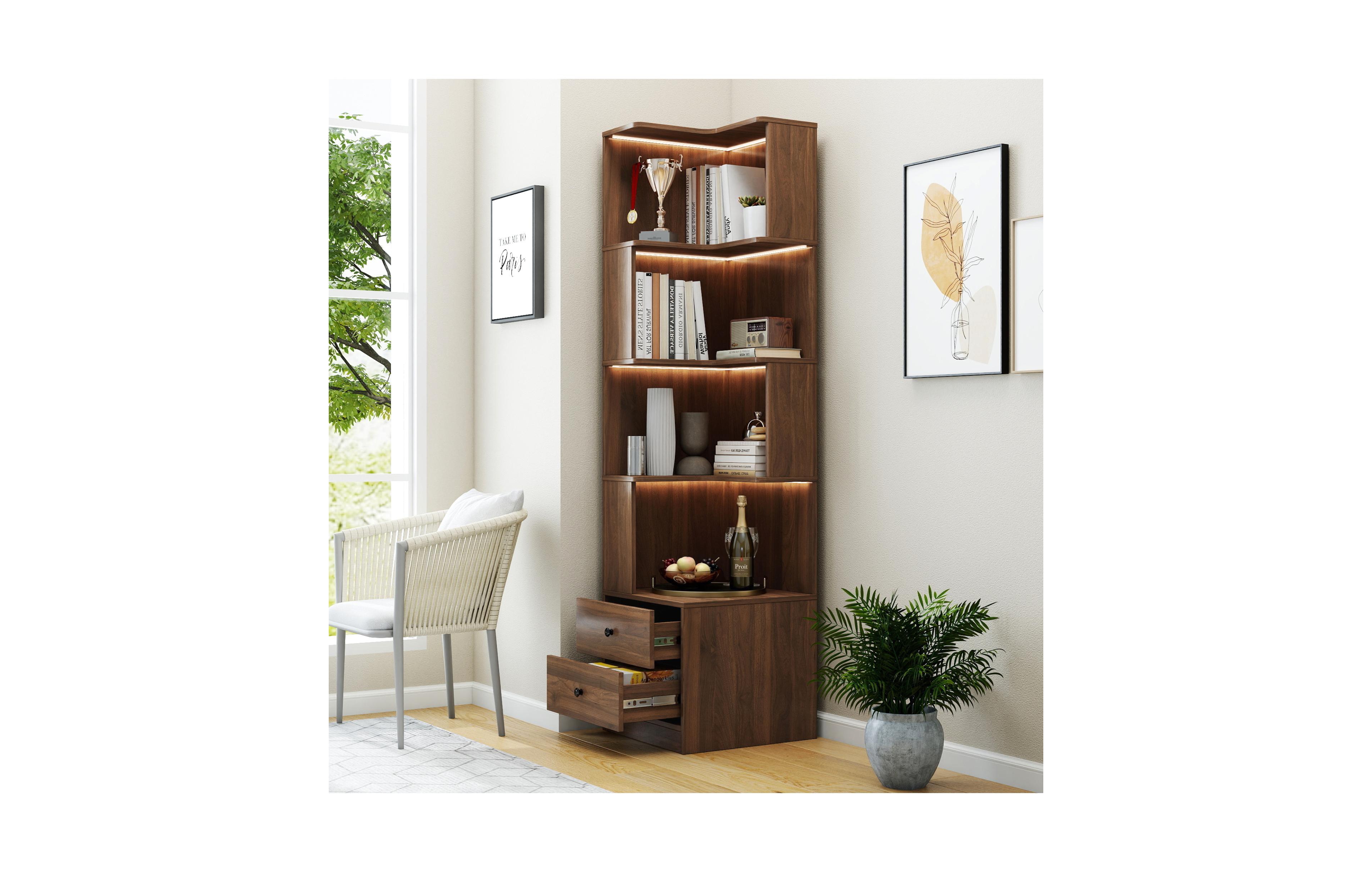 Rainsken 4 Tier Corner Bookshelf